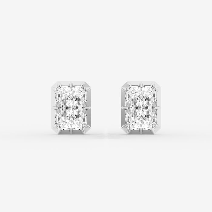 Angelica - 2 1/3 ctw Radiant Lab Grown Diamond Georgian Prong Setting Stud Earrings